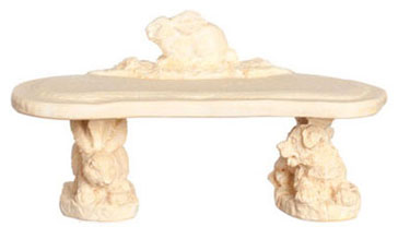 Dollhouse Miniature Bunny Bench, Ivory, 2 Pcs